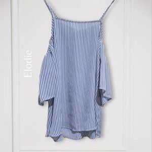 Elodie Flowy Off the Shoulder Boho Pinstripe strappy top- S - NWOT